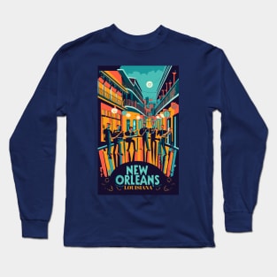 A Vintage Travel Art of New Orleans - Louisiana - US Long Sleeve T-Shirt